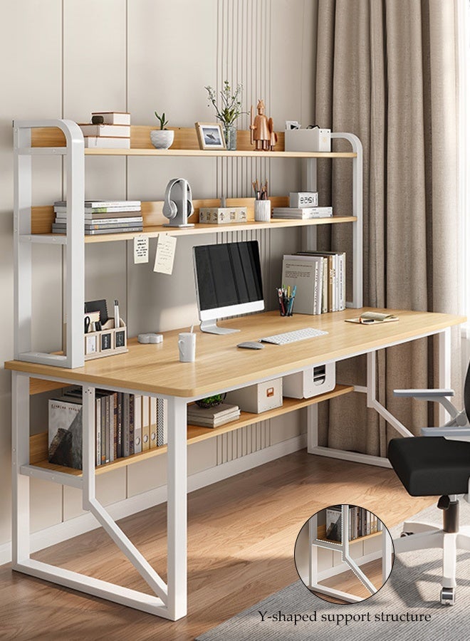Spides Multifunctional Computer Desk Large Metal Frame Game Table with Storage Shelves Ergonomic PC Desktop Office Computer Desk Table Y Shaped Table Leg Home Office Computer Game Desks Workstation Table for Home Office,Study, Work - Image 1